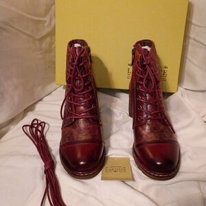 Elegant Burgundy Lace-Up Boots